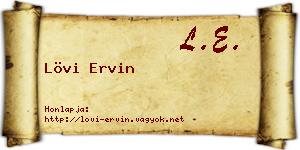 Lövi Ervin névjegykártya
